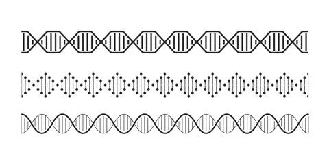 DNA elements. Helix double chromosomes model molecule. Seamless spiral line Stock Illustration