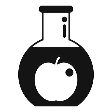 Dna flask apple icon simple vector. Gmo food 스톡 일러스트