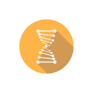 DNA Flat Icon With Long Shadow. Medical Flat Icon. Stock Illustration