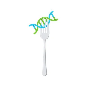 Dna on fork isolated on white background. Stock Illustration