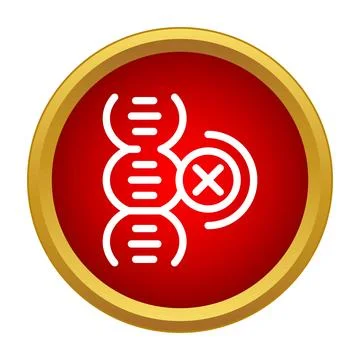 Dna gene deletion process icon on red background 스톡 일러스트