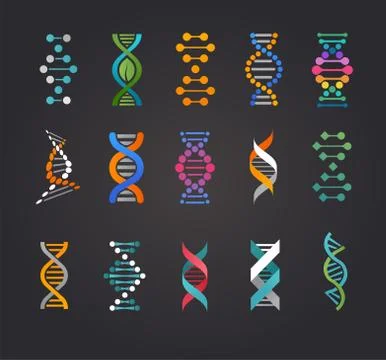 DNA, genetic elements and icons collection Stock Illustration