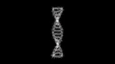 DNA genetic model technology concept. helix interconnected polygons on blac.. 스톡 사진