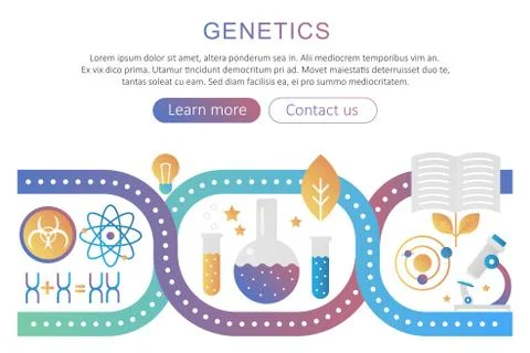 DNA genetics and bioengineering research vector concept illustration. Genetic Illustrazione stock