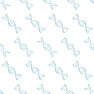 DNA genetics seamless pattern. Blue background. Chromosomal genetic spiral il Illustrazione stock