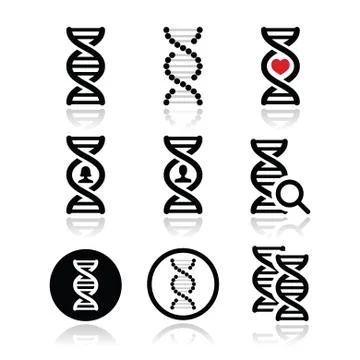 DNA, genetics vector icons set Stock Illustration