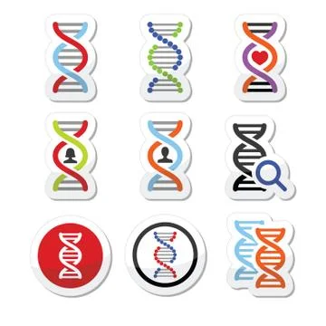 DNA, genetics vector icons set Stock Illustration