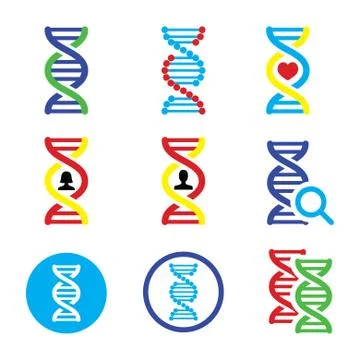 DNA, genetics vector icons set Stock Illustration