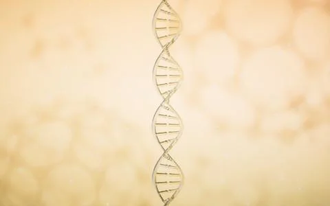 DNA genomes structure with yellow background, 3d rendering. Illustrazione stock
