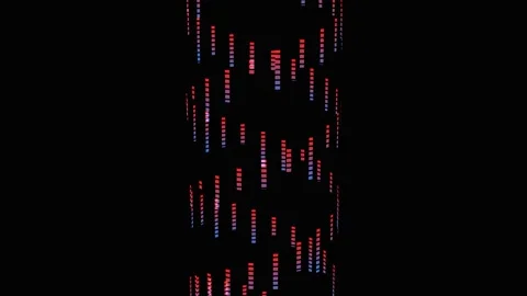 DNA helix animation with glowing blue and red strands on black background Video stock 343419638