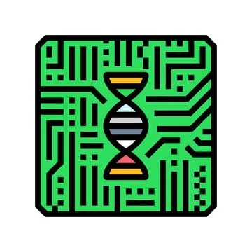 Dna helix circuit pattern color icon vector illustration イラスト素材