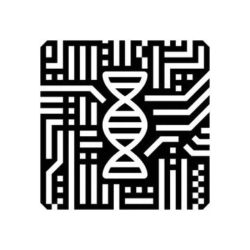 Dna helix circuit pattern glyph icon vector illustration Illustrazione stock