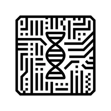 Dna helix circuit pattern line icon vector illustration Stock Illustration