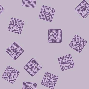 Dna helix circuit pattern line seamless pattern Stock Illustration