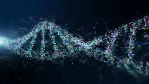 DNA helix with depth of field 3D Rendering Animation. Medical research. Stock Footage 146072963