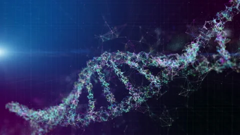 DNA helix with depth of field 3D Rendering Animation. Video stock 146073004