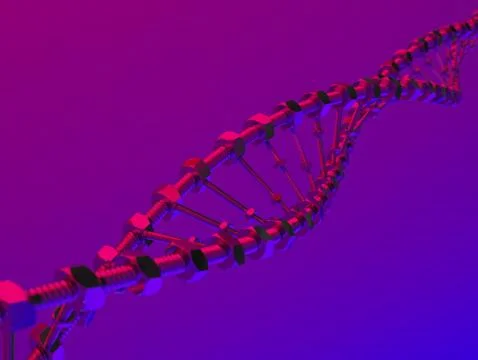 DNA Helix with gear instead molecules transmitted. Genetic modify science and Stock Illustration