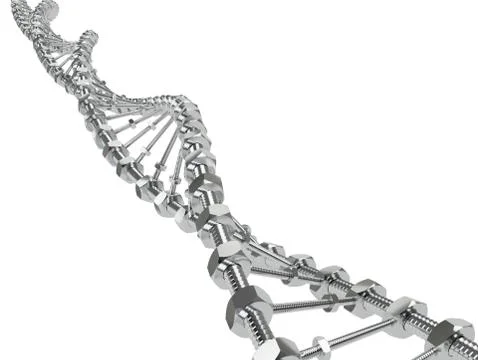 DNA Helix with gear instead molecules transmitted. Genetic modify science and Stock Illustration