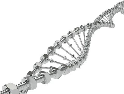 DNA Helix with gear instead molecules transmitted. Genetic modify science and Stock Illustration