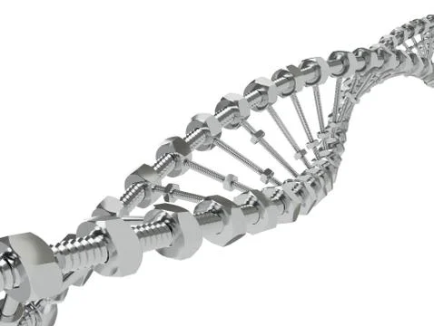 DNA Helix with gear instead molecules transmitted. Genetic modify science and Stock Illustration