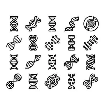 Dna helix genetics molecule icon set for biology Stock Illustration
