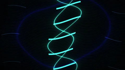 Dna Helix Glowing and Rotating on Dark Background for Genetics Science Vídeos de archivo 343694490