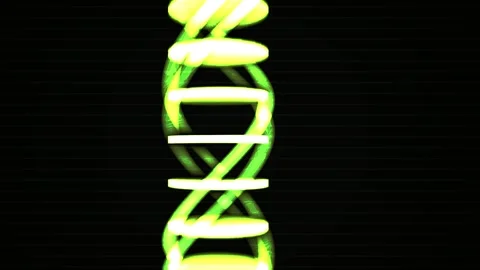 Dna Helix Glowing Green Vertical Motion Animation on Black Grid Background Stock Footage 343694489