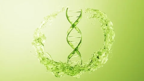 DNA helix in green liquid splash motion dynamic science research concept. Stock Footage 332336125