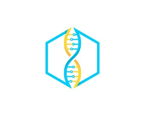 DNA Helix in the hexagon shape logo Stock Illustration