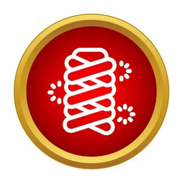 Dna helix icon in a red circle with a golden border Stockillustratie