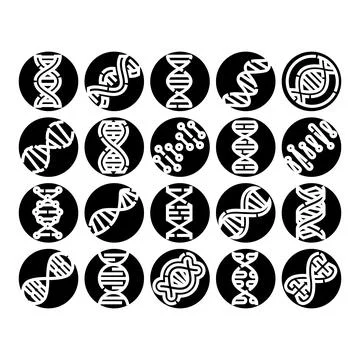 Dna helix icons genetic sequence biotechnology symbols Stock Illustration