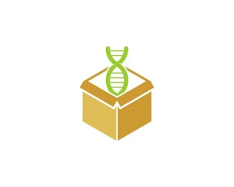 DNA Helix inside the box logo Stock Illustration
