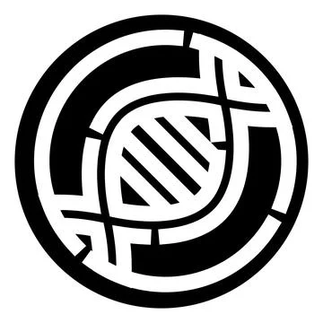 Dna helix inside circular design black and white Stock Illustration