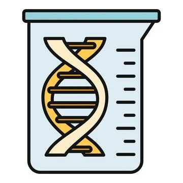 Dna helix inside laboratory beaker measuring genetics Stock Illustration