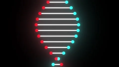 DNA Helix Loop Animation Red Cyan Glowing Stock Footage 336089560