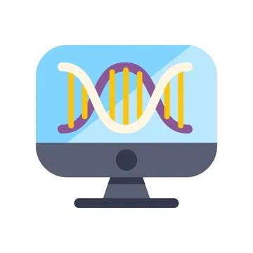 Dna helix molecule displaying on computer monitor screen Stock Illustration