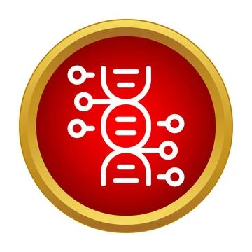 Dna helix molecule icon in red circle Stock Illustration