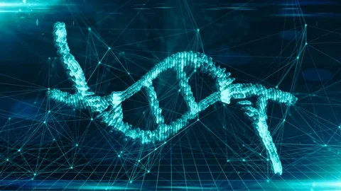 DNA helix molecule from stem cell chromosome biotech genetic medical engineering Stock Footage 80325161