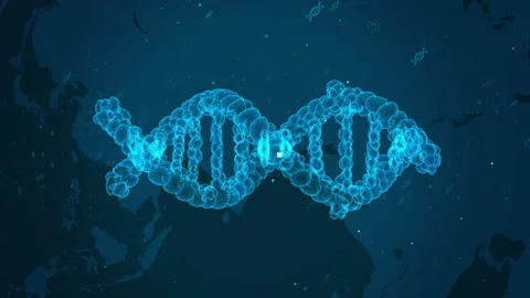 DNA Helix Over Digital World Map: Science and Technology in Blue Atmosphere 库存影片 339125907