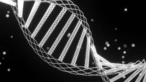 Dna helix rotates with glowing dots. Design. Beautiful rotating spiral of dna Stockillustratie