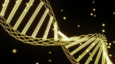 Dna helix rotates with glowing dots. Design. Beautiful rotating spiral of dna Stockillustratie