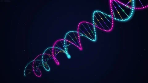 DNA helix rotating genetic structure glowing molecular chain science background Stock Footage 347918481