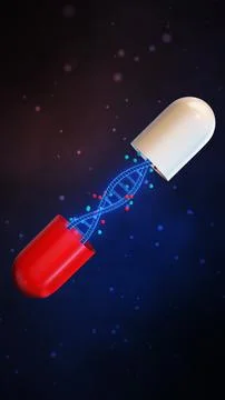 DNA Helix Rotating Inside Capsule Illustration