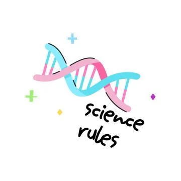 DNA Helix Science Rules Illustration, Genetics Biology Clipart, Cute Molecu.. Stock Illustration