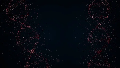 DNA helix strand made of particles with amino acid floating around on dark Stock Footage 122270749