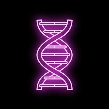 Dna helix structure glowing neon purple light Stock-Illustration