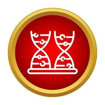 Dna helix structure icon on red circle Stockillustratie