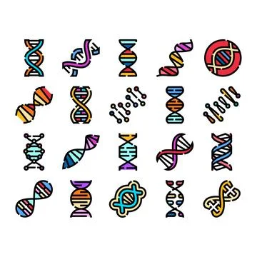 Dna helix structure science and genetics icons イラスト素材