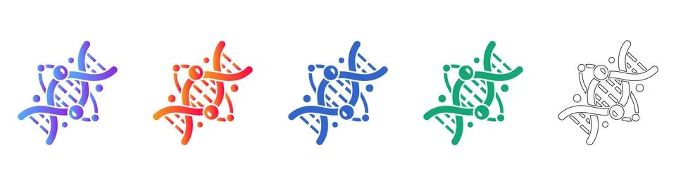 DNA Helix Structure Science Icon Set Illustrazione stock