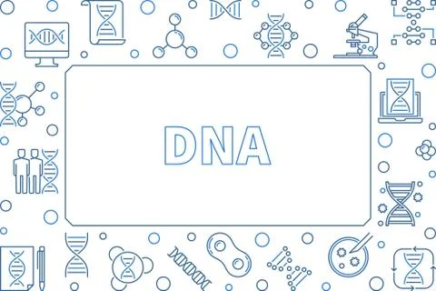 DNA horizontal outline frame. Vector concept illustration Illustrazione stock